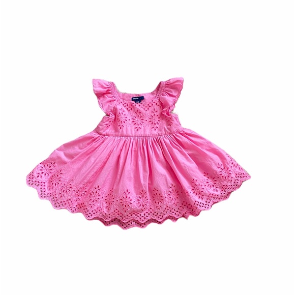 Pink eyelet baby gap dress 12-18 months